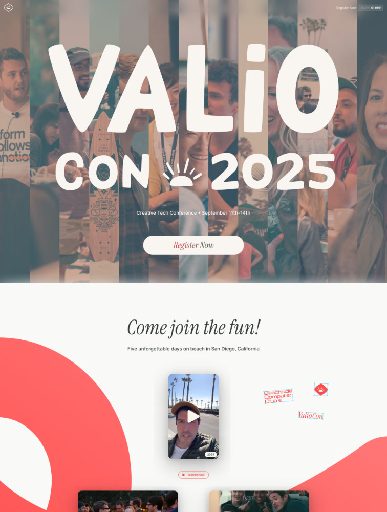 Valio Con 2025 Landing Page Example