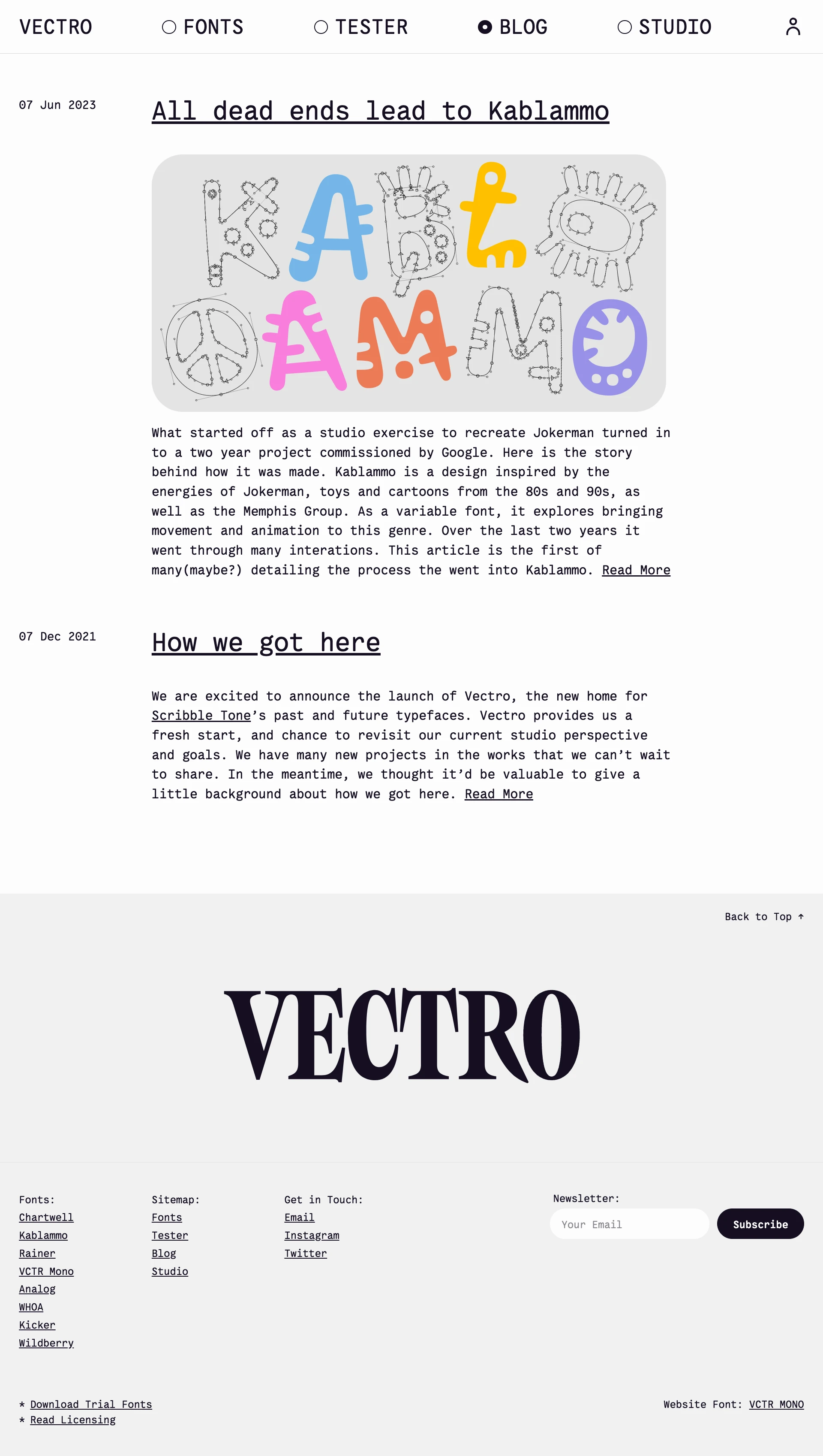 Vectro Landing Page Example: Vectro is a type design studio that offers retail fonts, custom typeface design, and font production services. Vectro’s work explores intersections of technology, utility, and playfulness. Based in Portland, Oregon, Vectro was founded in 2021 by Travis Kochel and Lizy Gershenzon. The two have been design partners for over 10 years founding companies such as Future Fonts and the design studio Scribble Tone.