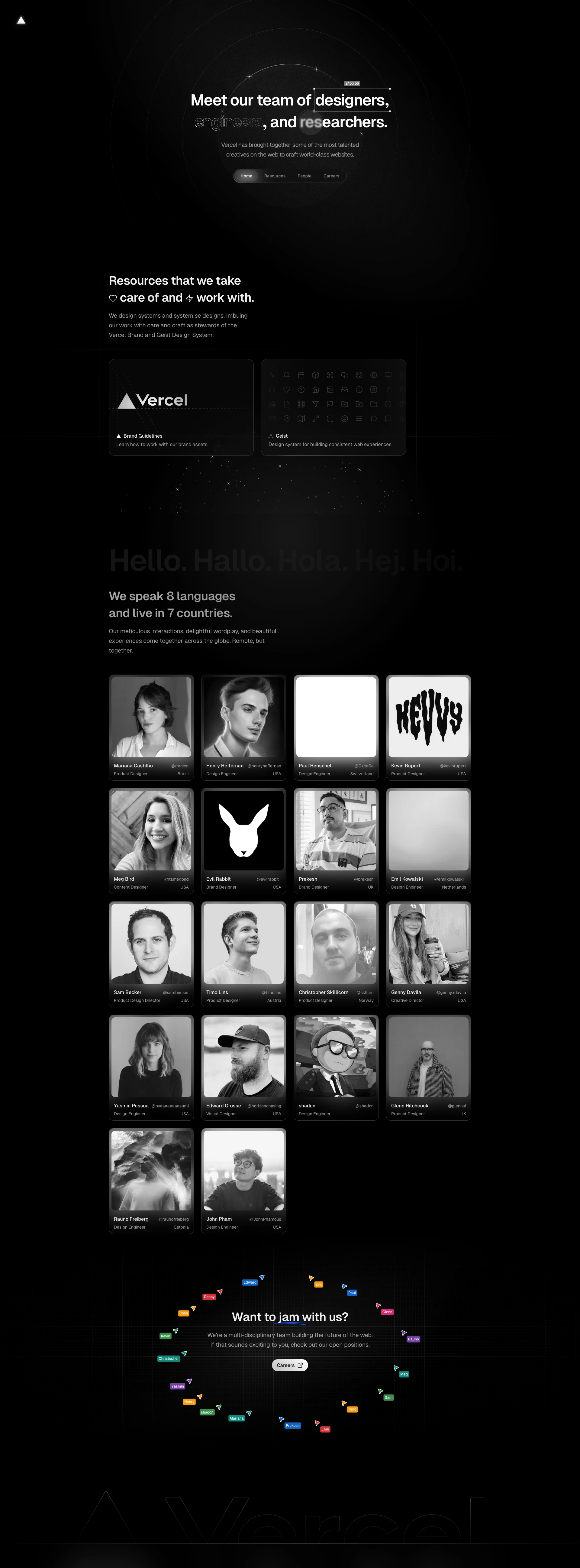 Vercel Design Landing Page Example: Vercel has brought together some of the most talented creatives on the web to craft world-class websites.