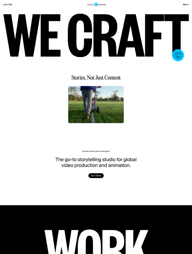 Visual Domain Landing Page Design