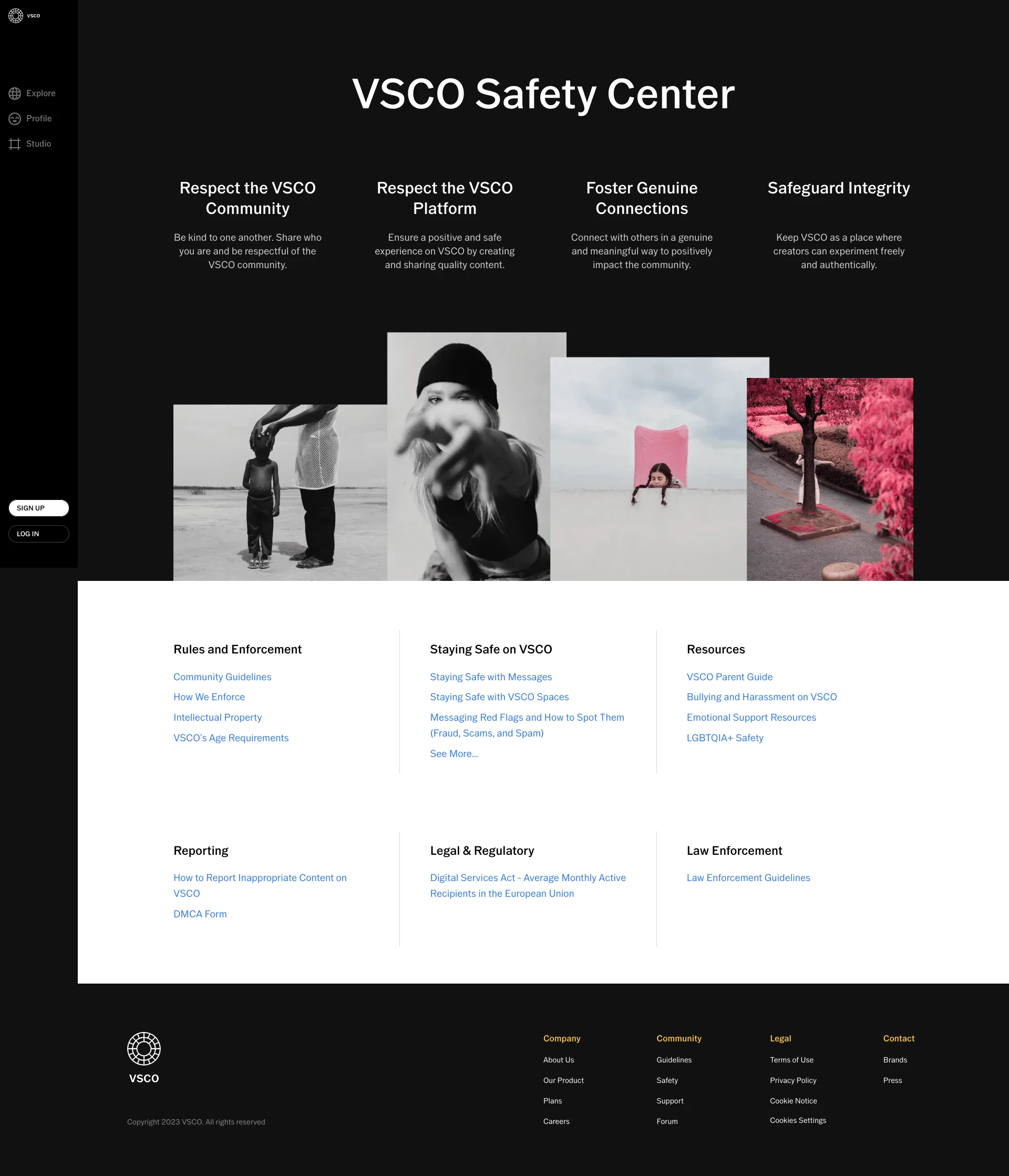VSCO Landing Page Example: Professional-grade presets, quality photo and video tools, and a world-class creative community so you can master your photography skills and achieve image quality across mobile and desktop.