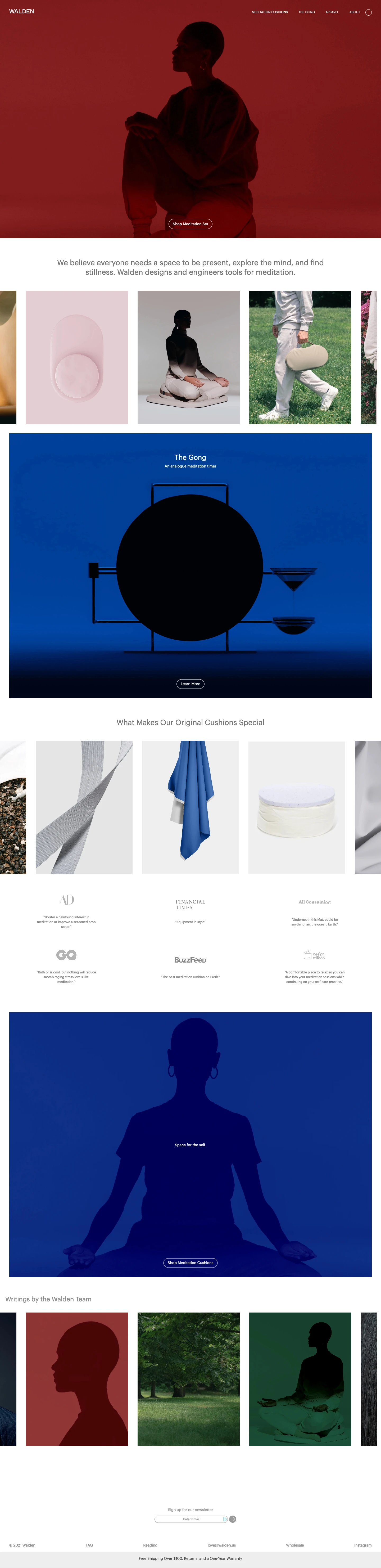 Walden Landing Page Example: We create products to inspire ritual, encourage the present moment, and honor tactility. Everyone needs a space for the self.