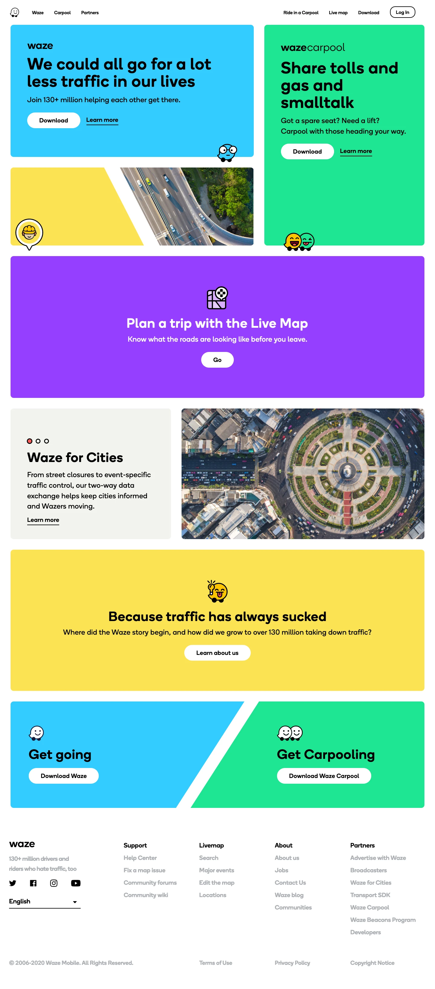 Waze Landing Page Example: Get driving directions, a live traffic map & road alerts. Save time & money by riding together with Waze Carpool. Download the GPS traffic app, powered by community.