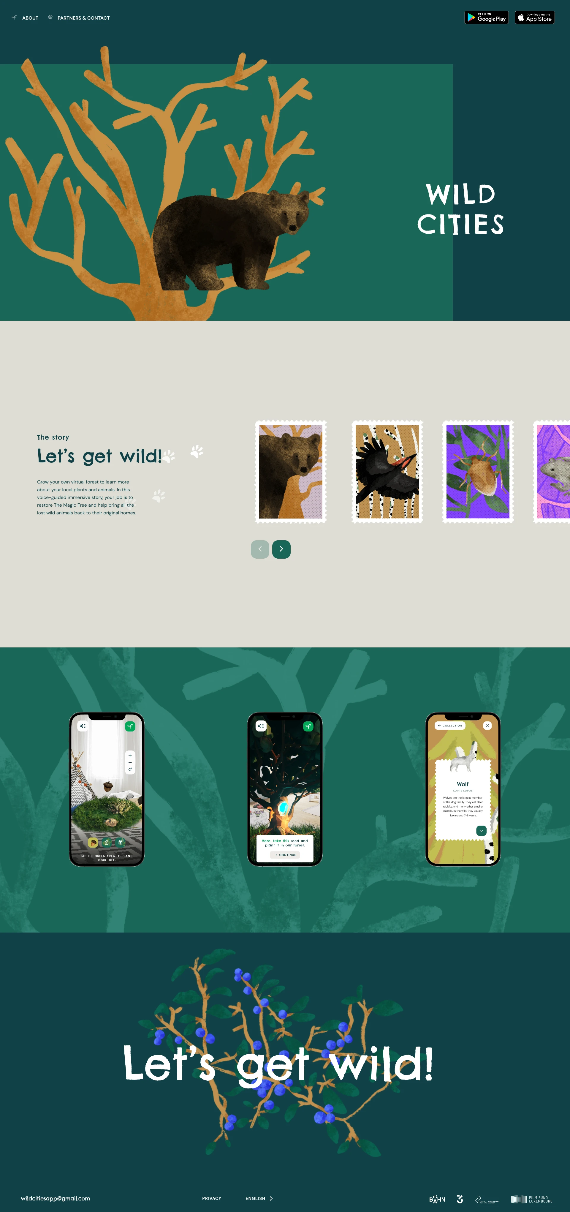 Wild Cities Landing Page Example: Wild Cities is the Interactive AR Story app that lets you grow your own virtual forest and learn more about your local plants and animals.