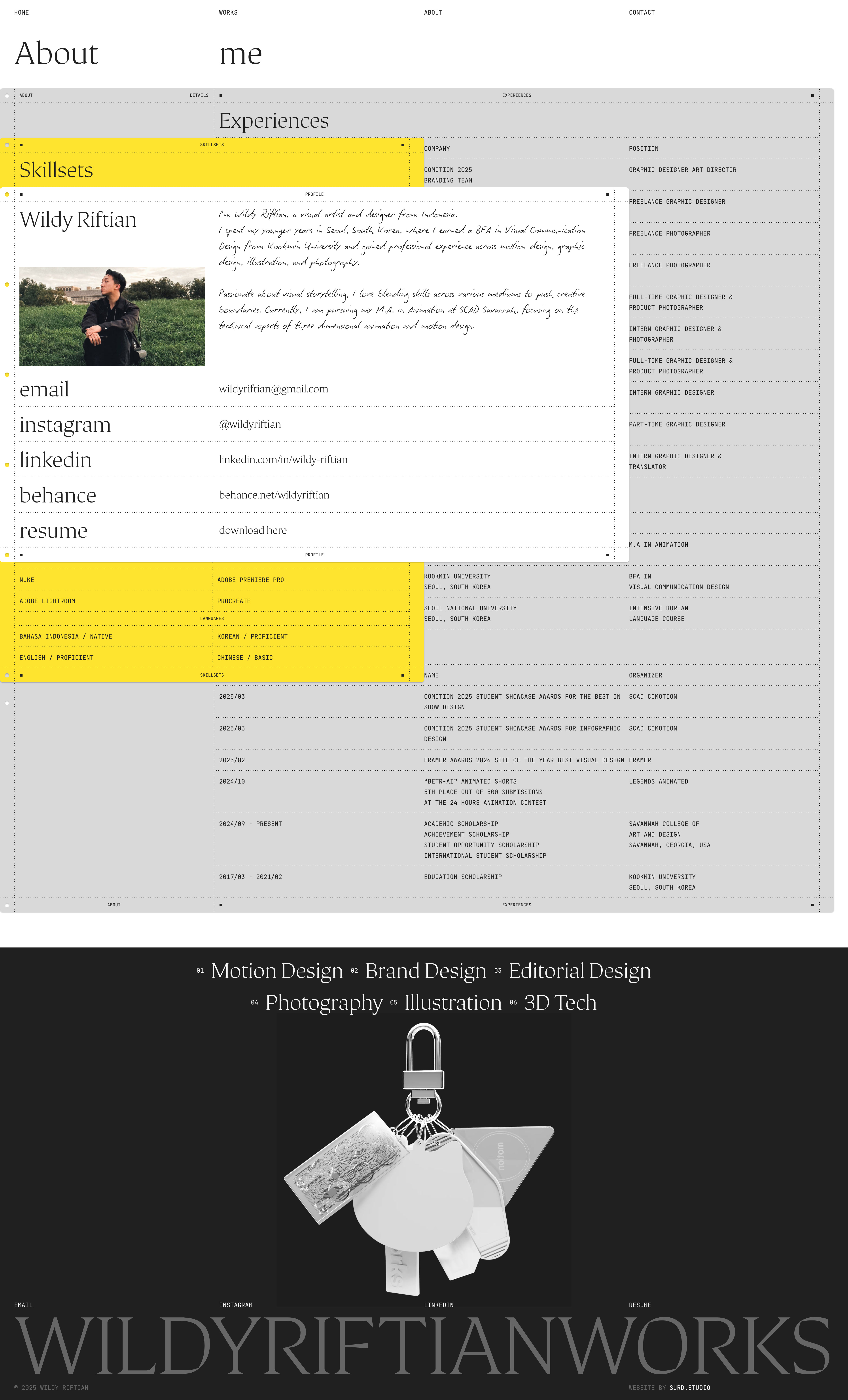 Wildy Riftian Landing Page Example: Wildy Riftian is an enthusiastic and multifaceted visual artist, motion designer, graphic designer, illustrator, and photographer.