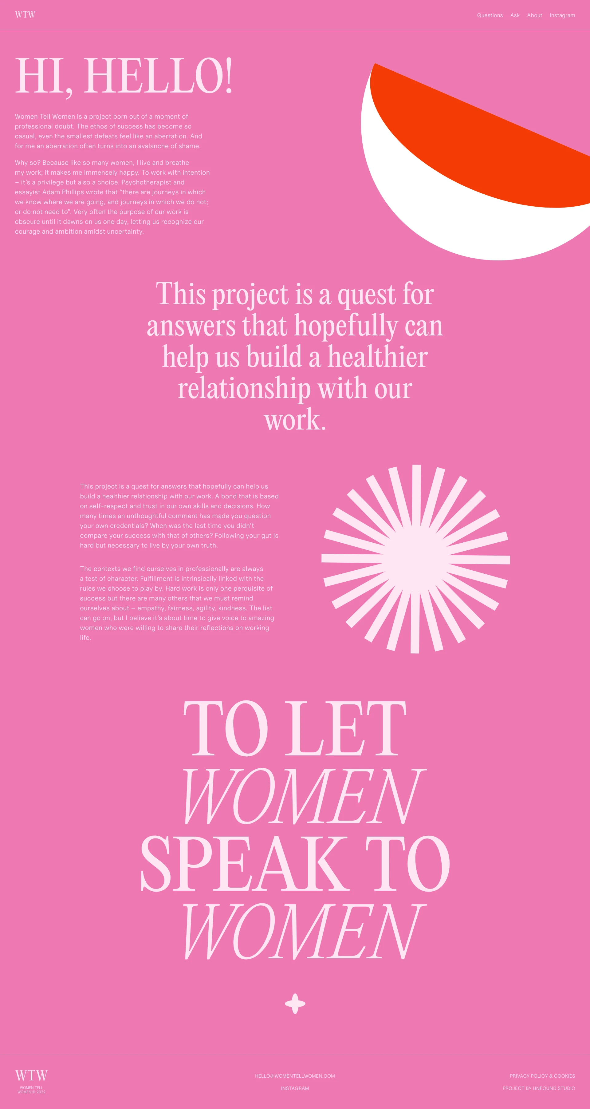 Women Tell Women Landing Page Example: Women Tell Women is a digital platform featuring pressure-free career advice to women who strive to build a healthy relationship with work. Discover career questions answered by female professionals from all over the world.