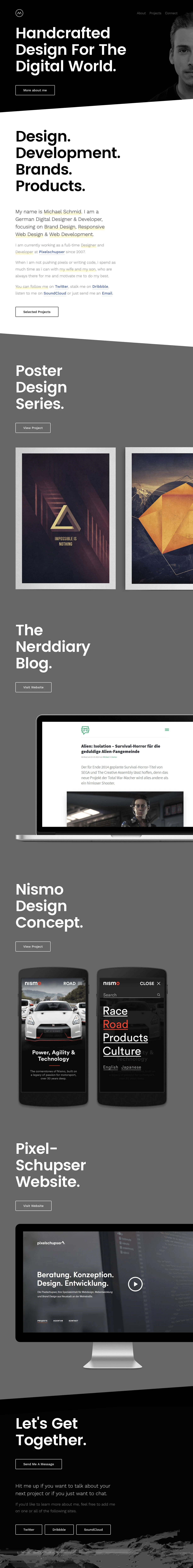 Michael Schmid Landing Page Example: Michael Schmid is a German Digital Designer & Developer, focusing on Brand Design, Responsive Web Design & Web Development.