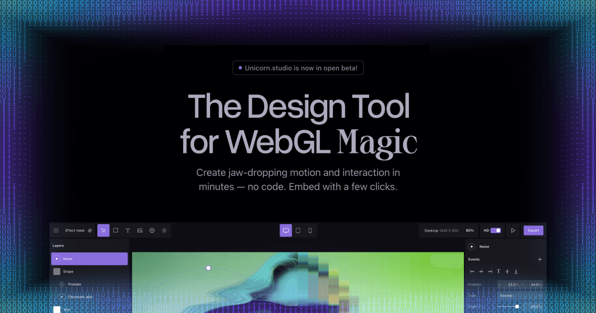 Saas example: Unicorn.studio