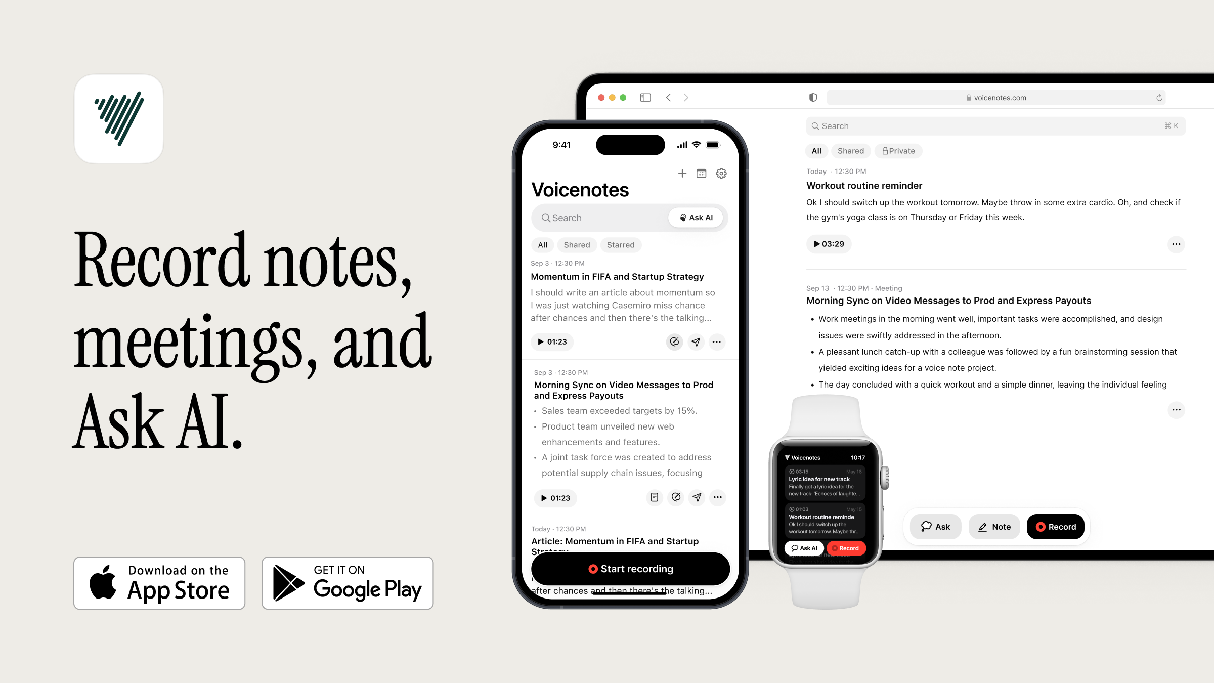 App example: Voicenotes