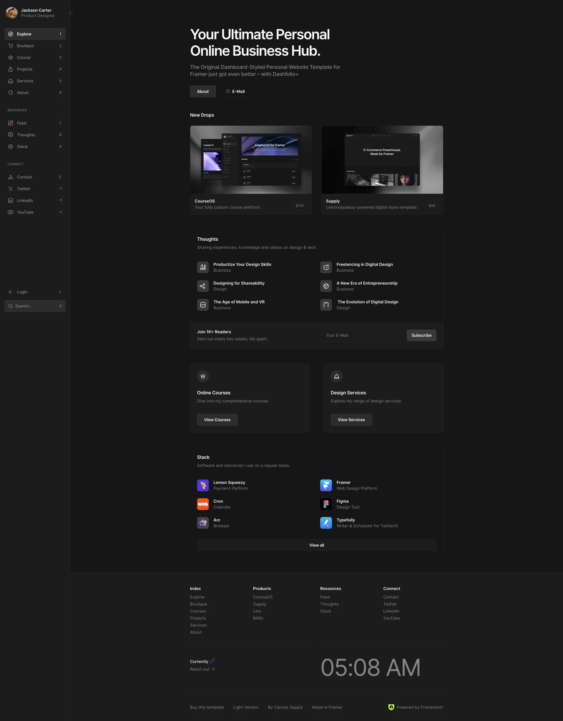 Dashfolio+ Template Preview