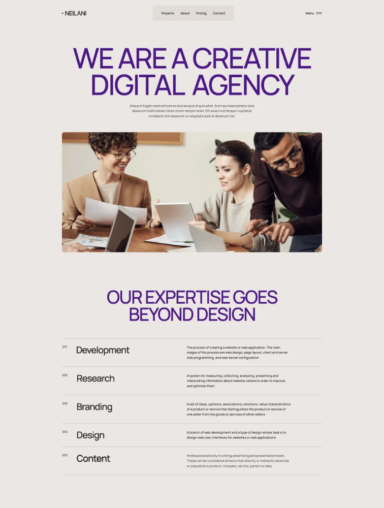 Neilani Agents DB template preview