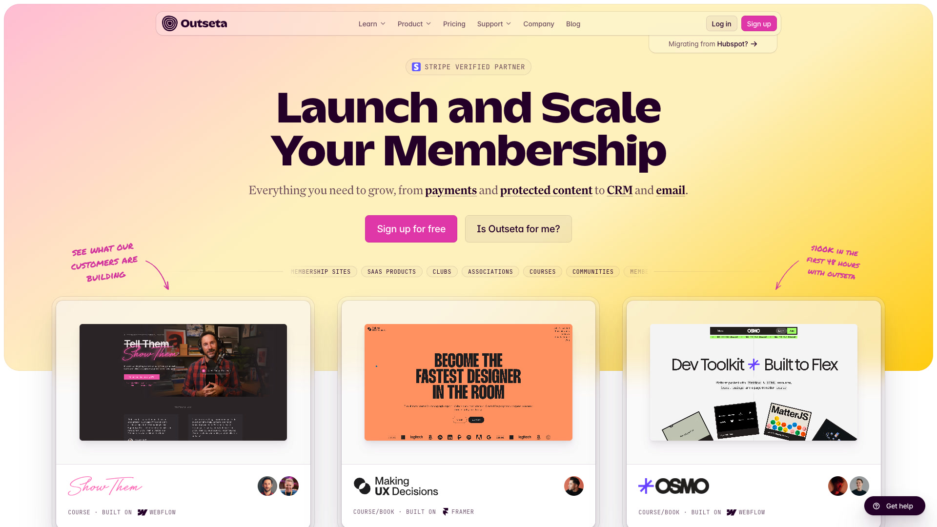 Outseta Typedream Outseta - Landing Page Design | Lapa Ninja